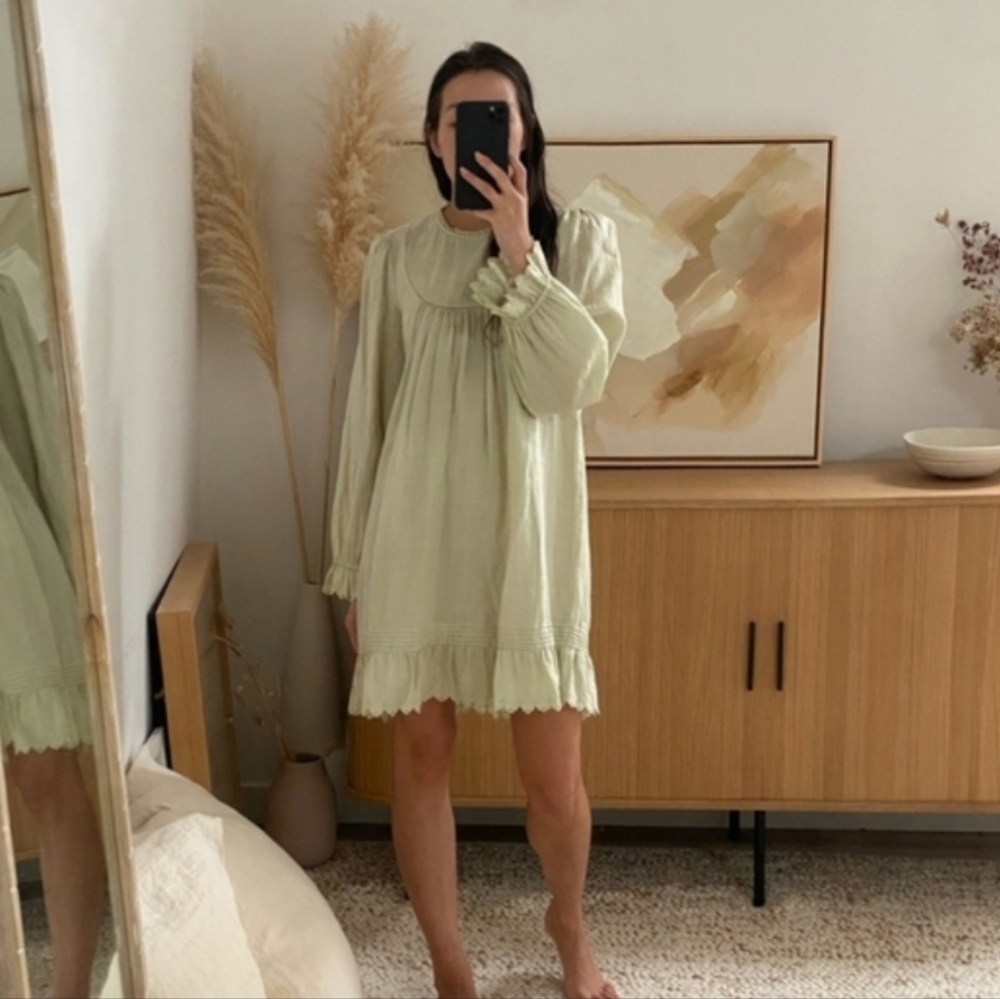 Doen Light Yellow Green Mini Dress Size xs